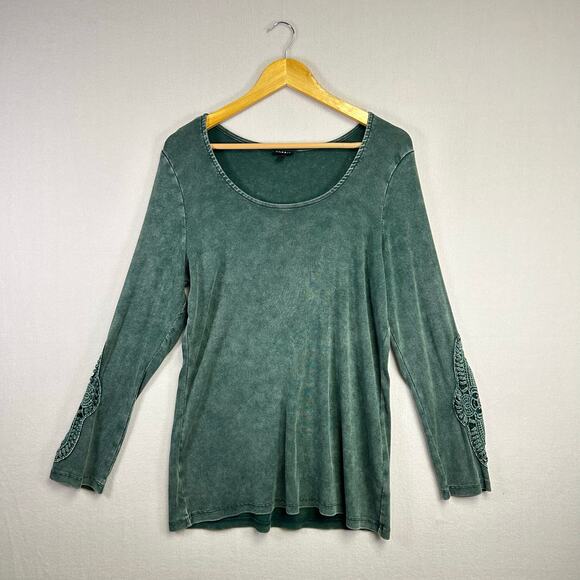 Torrids Green Long Sleeve Lace Detail Top - Size 2 XXL Plus Size Casual‎ Basic - Picture 1 of 10